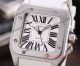 Cartier Santos 100 White Rubber Strap Fake Watch - White Roman Markers (3)_th.jpg
